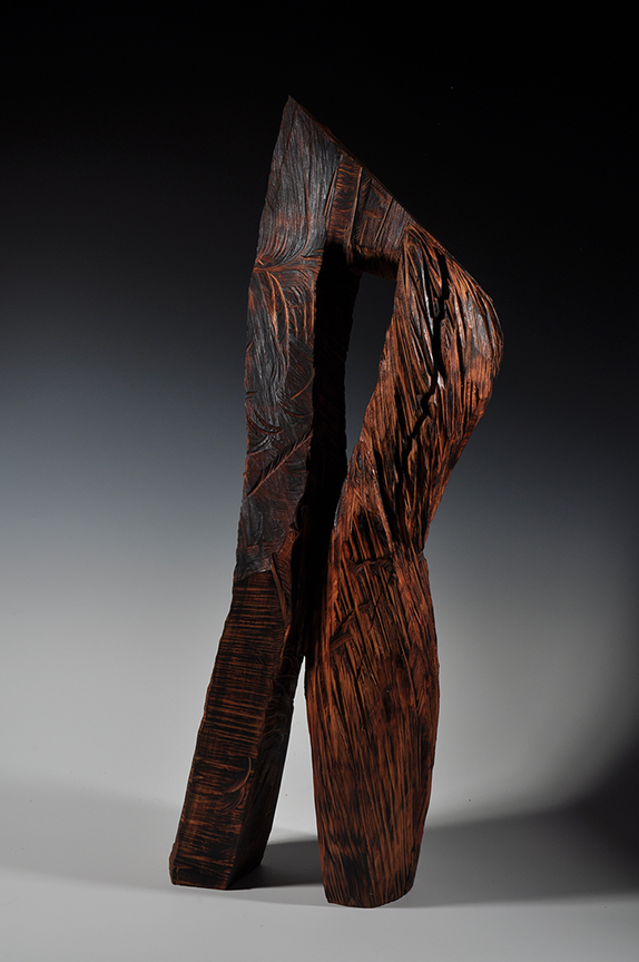 #S2207 "Burnt Texture" by Sandra Sell (c) - Cherry wood sculpture