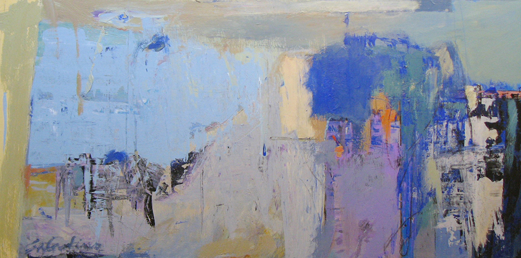 "Blue Pond II" by Tony Saladino (c) - 24"h x 48"w - acrylic on board original painting