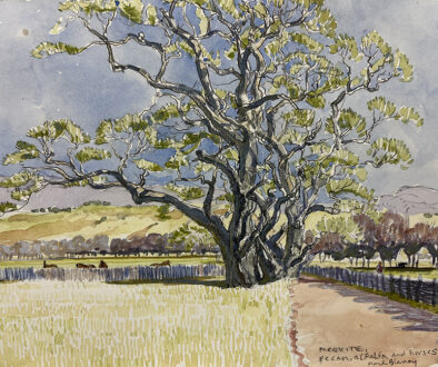 "Mesquite Pecan Ranch" by Mark Blaney (c) - watercolor on paper original painting