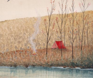 "Autumn Camp" by Michael Francis Reagan (c) - watercolor on paper painting