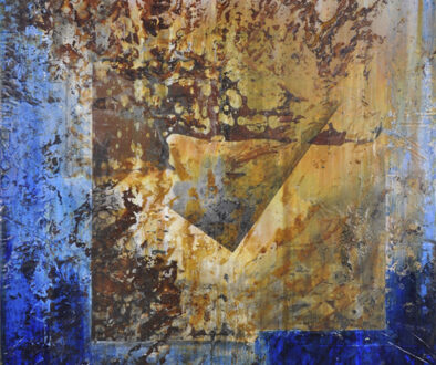 "Plunging In" by Robyn Horn (c) - acrylics, rust, and charcoal on canvas original painting