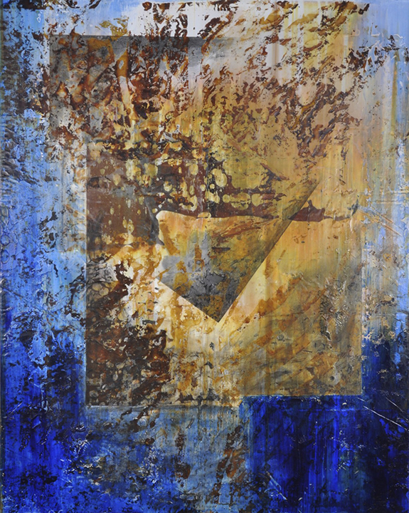 "Plunging In" by Robyn Horn (c) - acrylics, rust, and charcoal on canvas original painting