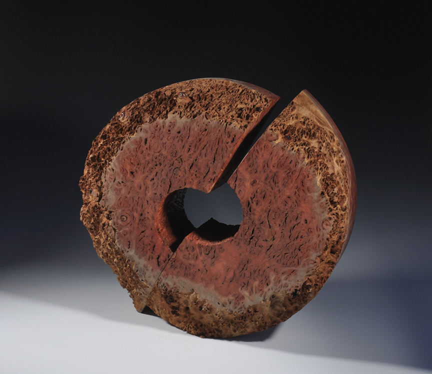 #1258D "Slipped Millstone" by Robyn Horn (c) 18"h x 20"w x 6.75"d - Jarrah Burl wood sculpture
