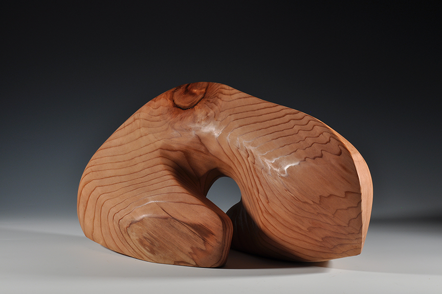 #S2210 "Intentional Flow" by Sandra Sell (c) - 9.5"h x 19"w x 7.5"d - Redwood sculpture