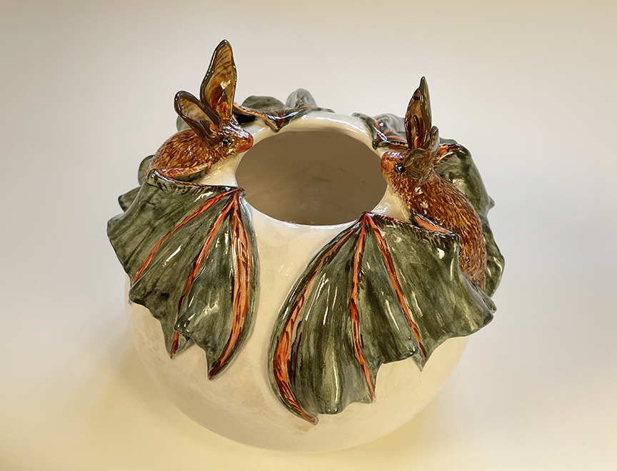 "Northern Long-eared Bat" by Jeri Hillis (c) - 6.5"h x 8" dia. - ceramic vessel