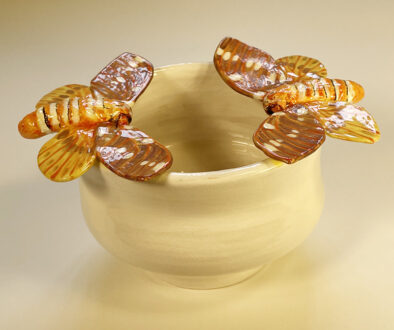"Regal Moth" by Jeri Hillis (c) - 3.5"h x 7" dia. - ceramic vessel