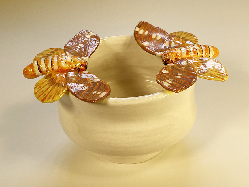 "Regal Moth" by Jeri Hillis (c) - 3.5"h x 7" dia. - ceramic vessel