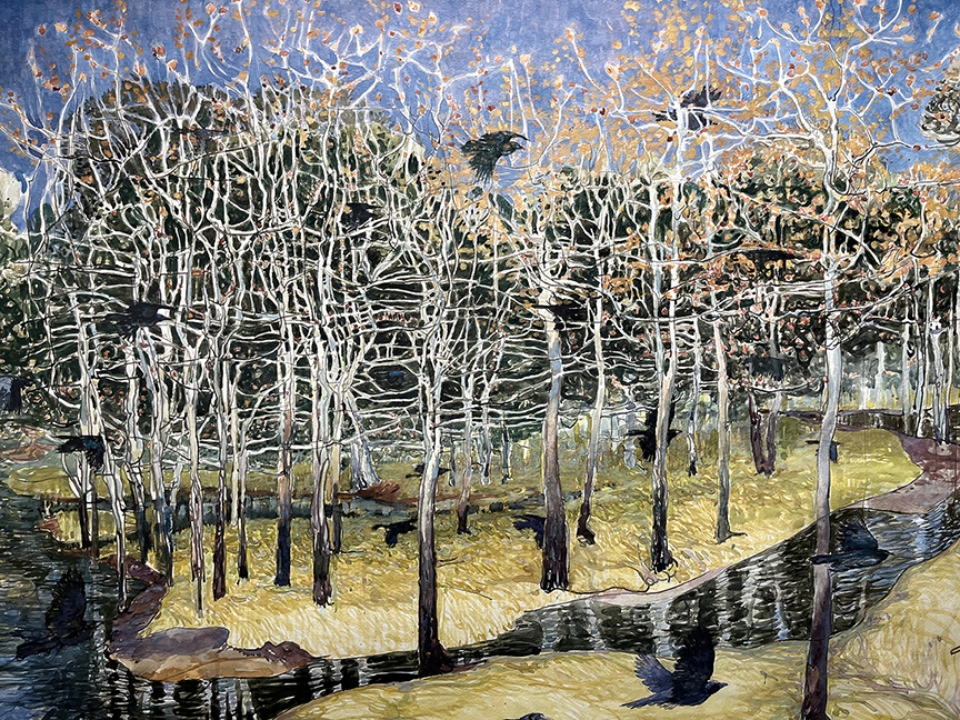 "Crows Through a Glade" by Mark Blaney (c) - watercolor on paper original painting