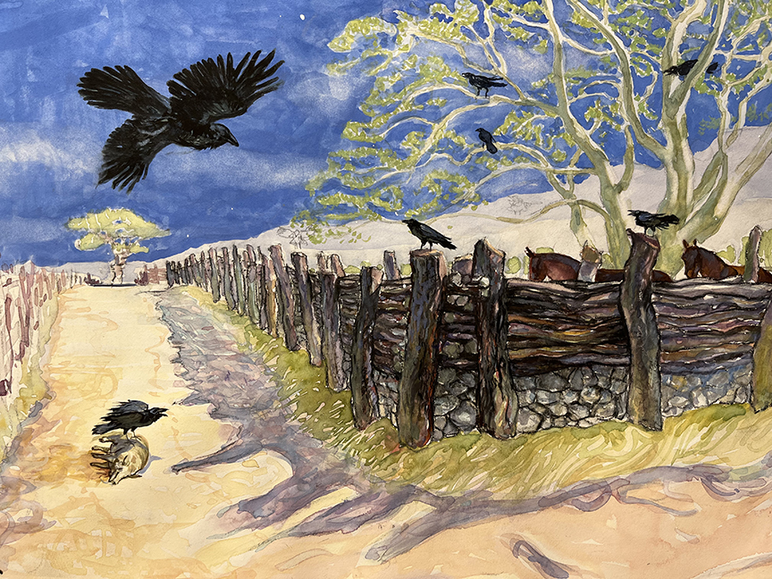 "Ravens" by Mark Blaney (c) - watercolor on paper original painting