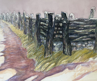 "Mesquite Fence Corner II" by Mark Blaney (c) - watercolor on paper original painting