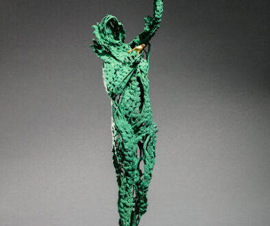 #241 - 1/4 scale "The Lady" by Michael Warrick (c) - 22.5"h x 6"w x 4"d - bronze, gold leaf, and Cherry sculpture
