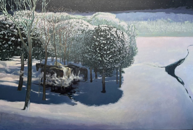 "Moonlight on the Cedar Brake" by Mark Blaney (c) - 36"h x 54"w - oil on canvas