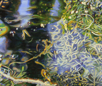 "Floating" by Adrian Deckbar (c) - 18"h x 66"w - acrylic on canvas original painting
