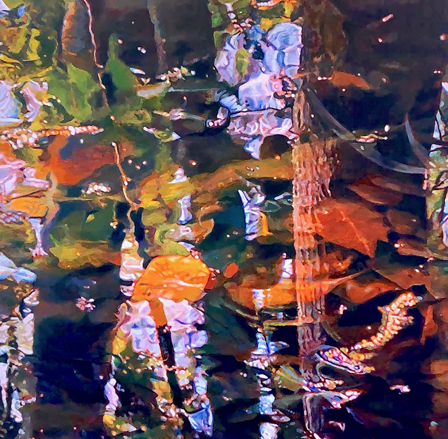 "Water Reflections II" by Adrian Deckbar (c) - 36"h x 36"w - acrylic on canvas original painting