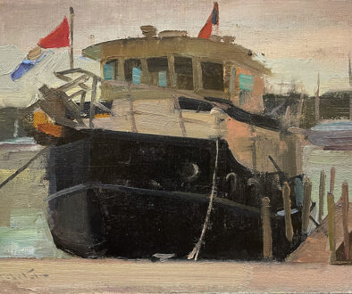 "Docked" by John Lasater (c) - 9"h x 12"w - oil on canvas panel