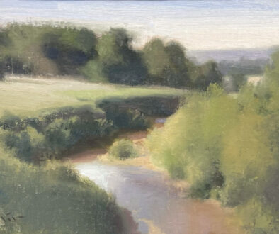 "A Land Flowing" by John Lasater (c) - 8"h x 12"w - oil on canvas panel