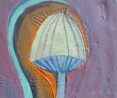 "Mushroom Aura" by Jeni Stallings (c) - 5"h x 5"w - oil and encaustic on board