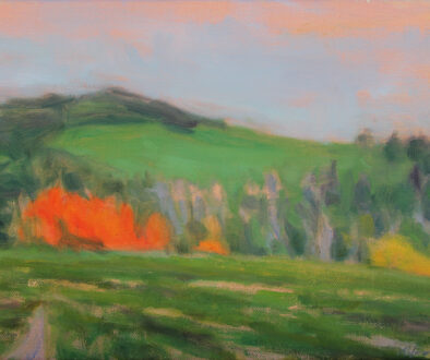 "Field and Forest" by Dolores Justus (c) - 9"h x 12"w - oil on canvas