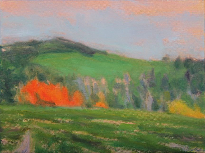 "Field and Forest" by Dolores Justus (c) - 9"h x 12"w - oil on canvas