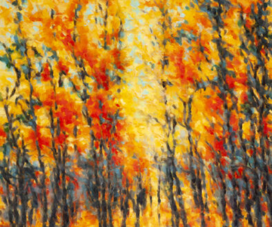 "Forest Glow" by Dolores Justus (c) - 40"h x 30"w - oil on linen