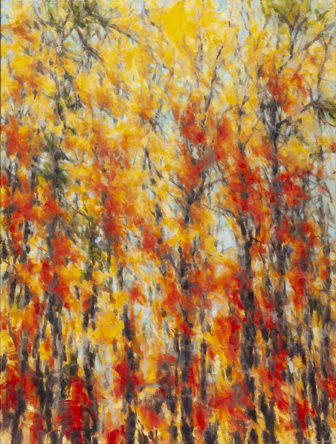 "Weaving Gold" by Dolores Justus (c) - 40"h x 30"w - oil on linen