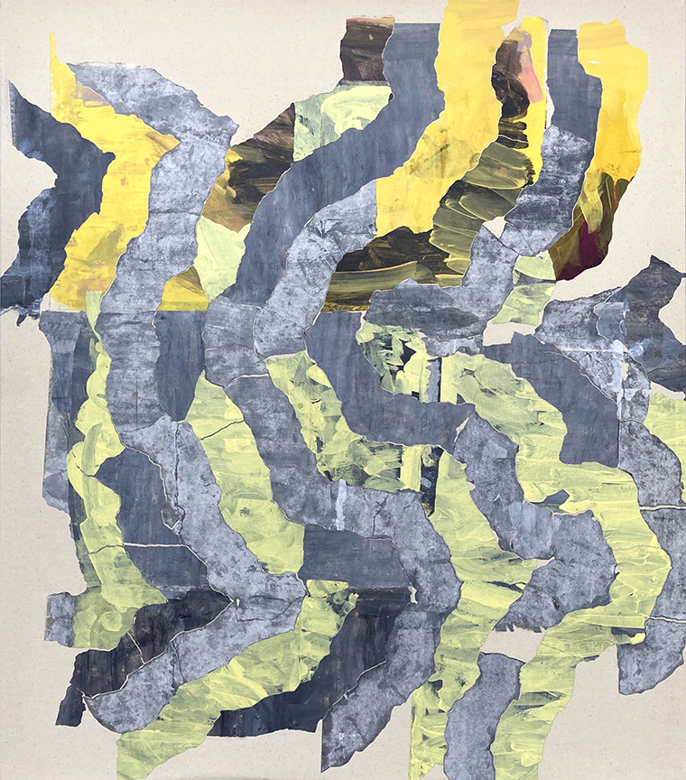 "STR111" by Donnie Copeland (c) - 48"h x 42"w - acrylic, charcoal, and paper on canvas