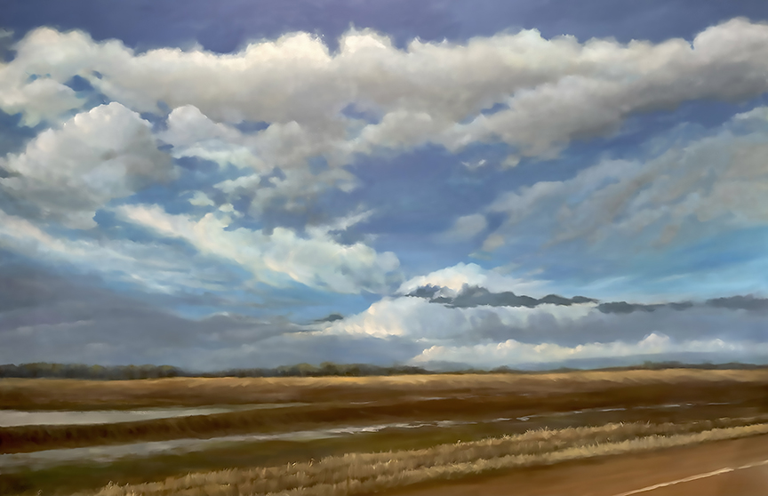 "Marianna Flooded Field" by Kathryn Sixbey (c) - 48"h x 72"w - oil on canvas