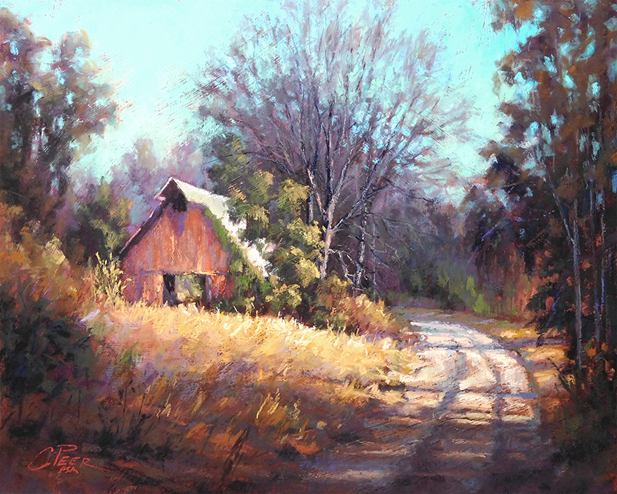 "Wet Prairie Road" by Charles Peer (c) - 16"h x 20"w - pastel on paper