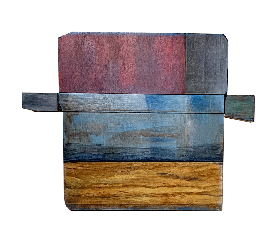 "Composition on Barnwood" by Dustyn Bork (c) - 17"H x 22"w - acrylic on panel