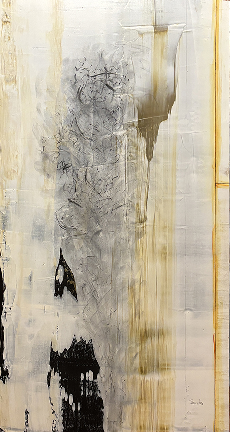 #1000 "Relevant Surface II" by Robyn Horn (c) - 40"h x 20"w - acrylics on wood panel