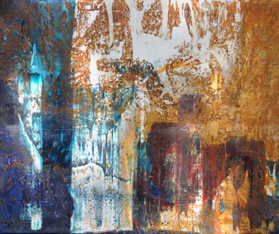 #1022 "Second Chance" by Robyn Horn (c) - 48"h x 60"w - acrylics and rust on canvas