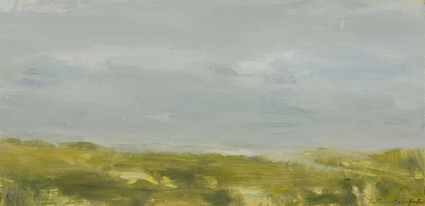 "Rain II" by Dolores Justus Reuther (c) - 6"h x 12"w x 2"d - oil on board