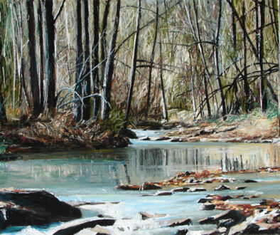 #438 "Shallow Creek" by Dennis McCann (c) - 22"h x 38"w - pastel on paper
