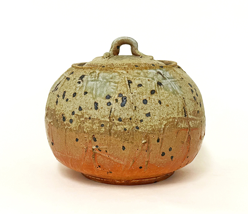 #MA26-4 "Lidded Vessel" by Michael Ashley (c) - 7"h x 7.25"dia. - ceramic
