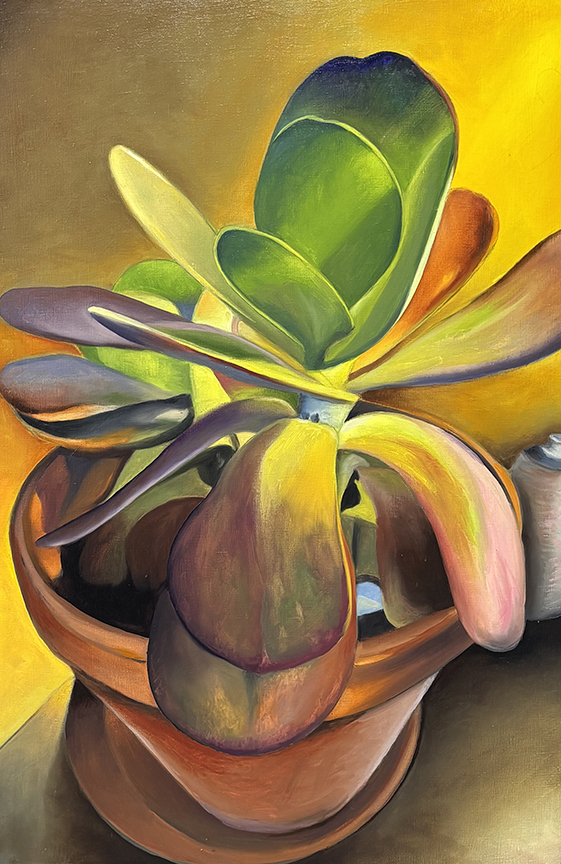 "Potted Succulent" by Peter Sixbey (c) - 36"h x 24"w - oil on canvas
