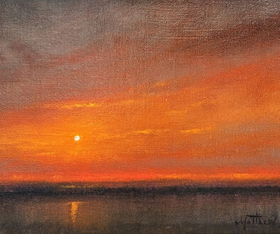 "Red Sky at Night" by Matthew Hasty (c) - 9"h x 13"w - oil on canvas