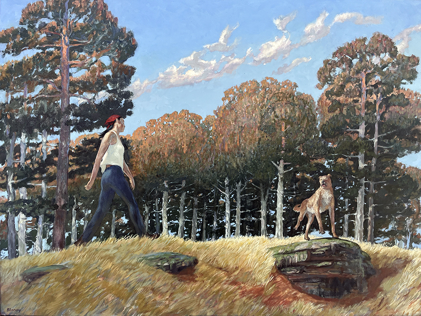 "Walking the Dog" by Mark Blaney (c) - 30"h x 40"w - oil on canvas