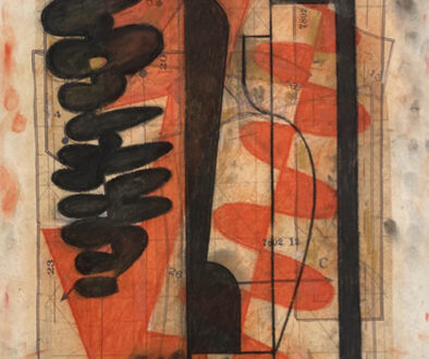 "Black Form with Modernist Still Life" by Ted Barnes (c) - 20"h x 16"w - mixed media collage on paper