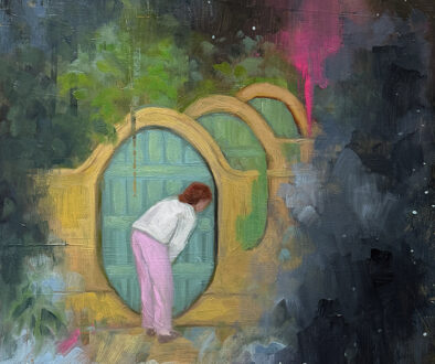 "The Portal Through Time" by Laura Raborn (c) - 12"h x 12"w - oil on wood panel