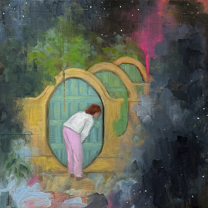 "The Portal Through Time" by Laura Raborn (c) - 12"h x 12"w - oil on wood panel