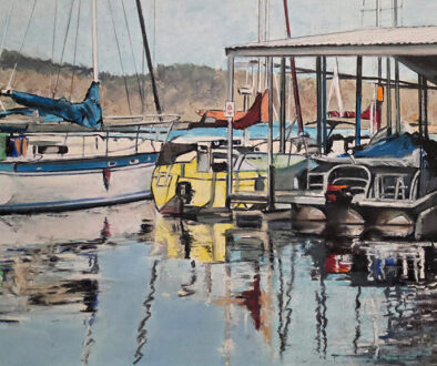 "Hot Springs Marina" by Dennis McCann (c) - 16"h x 28"w - pastel on paper