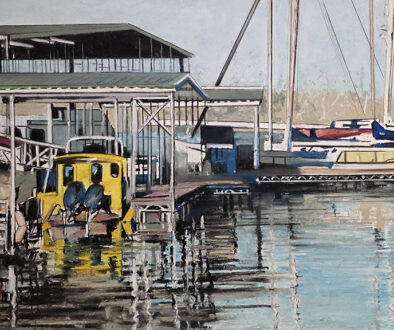 "Little Rock Yacht Club" by Dennis McCann (c) - 16"h x 28"w - pastel on paper