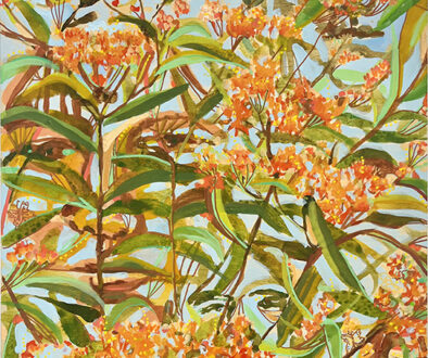 "Hidden in Butterfly Weed" by Emily Wood (c) - 16"h x 12"w - acrylic on wood panel