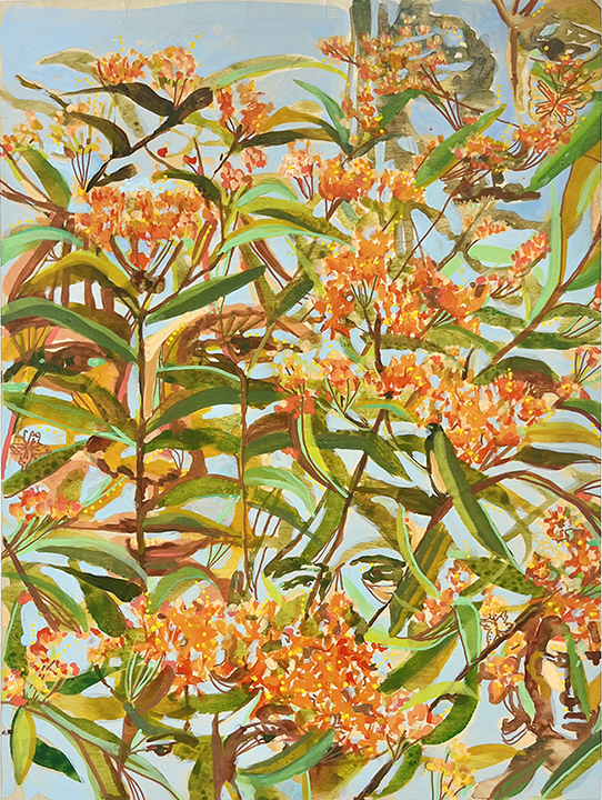 "Hidden in Butterfly Weed" by Emily Wood (c) - 16"h x 12"w - acrylic on wood panel
