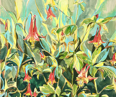 "Hidden in Columbine" by Emily Wood (c) - 10"h x 16"w - acrylic on wood panel