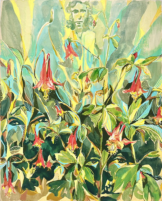 "Hidden in Columbine" by Emily Wood (c) - 10"h x 16"w - acrylic on wood panel