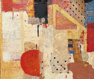 "Aggregate: encountered; finality" by Sammy Peters (c) - 40"h x 30"w - oil, wax, mixed media on canvas