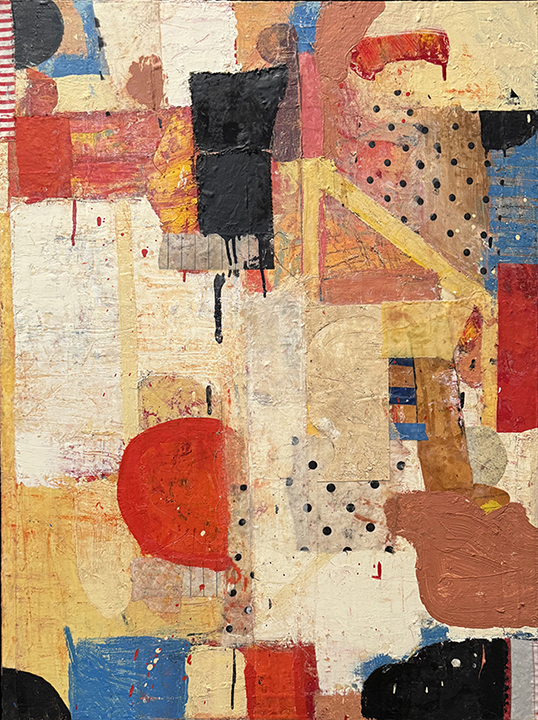 "Aggregate: encountered; finality" by Sammy Peters (c) - 40"h x 30"w - oil, wax, mixed media on canvas