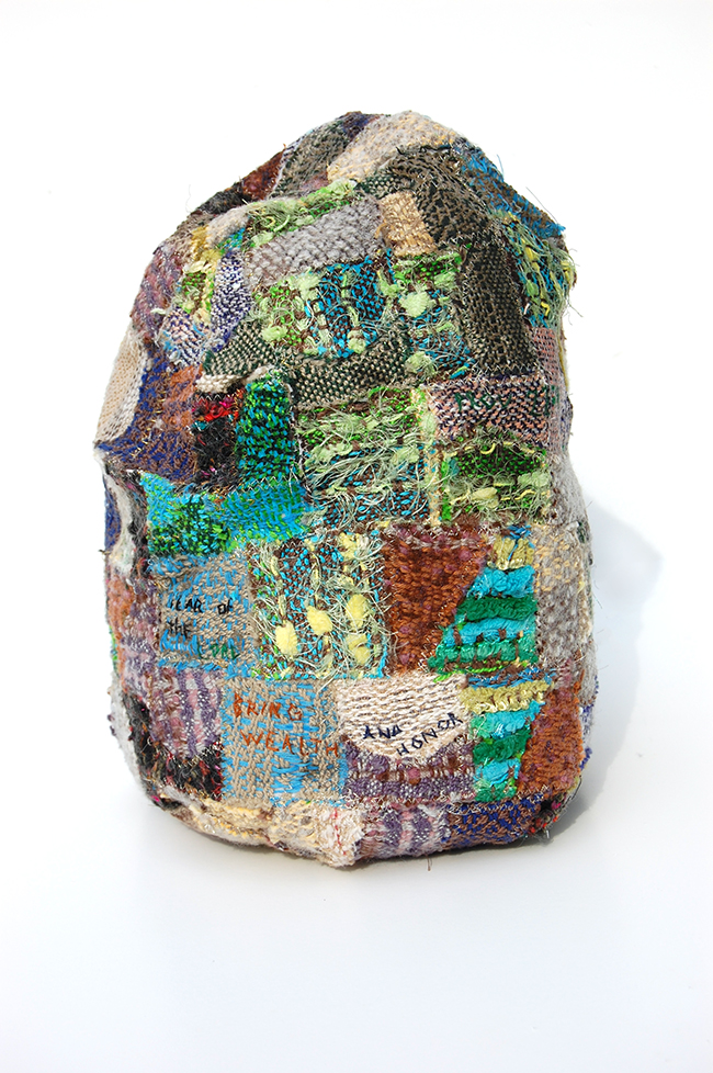 "Humble Ruthenium" by Deborah Kuster (c) - 11"h x 9"w x 9"d - handwoven textiles, styrofoam, embroidery thread