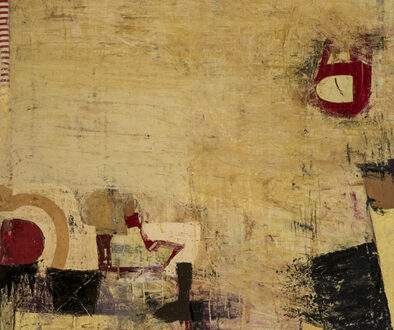 "Threshold: forced; decoded" by Sammy Peters (c) - 48"h x 36"w - oil, wax, mixed media on canvas